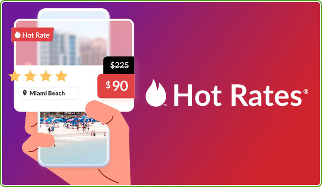 Groupon Coupons Hotwire an image of a hand holding a phone displaying hotel rates and text reading 'hot rates'